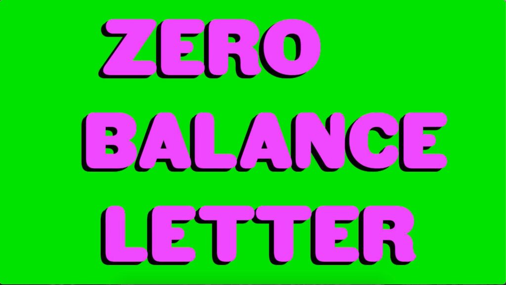 zero balance letter